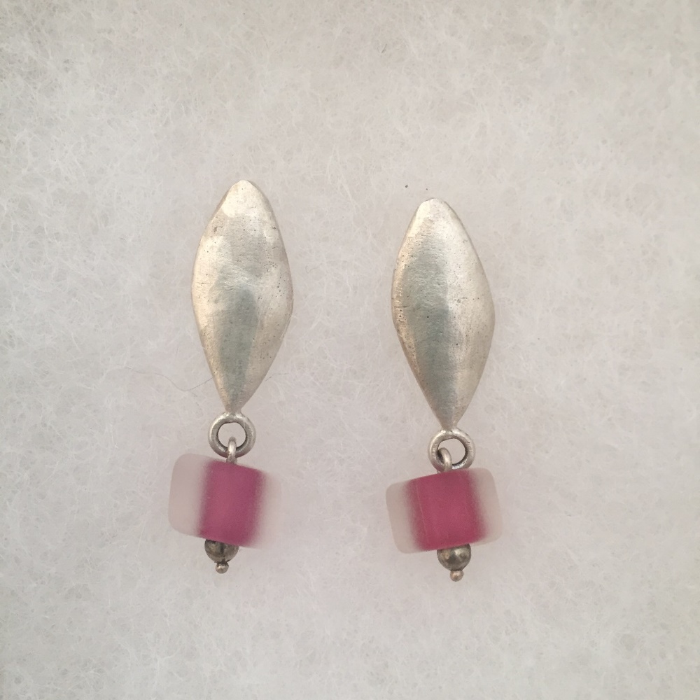 silver and glass earrings